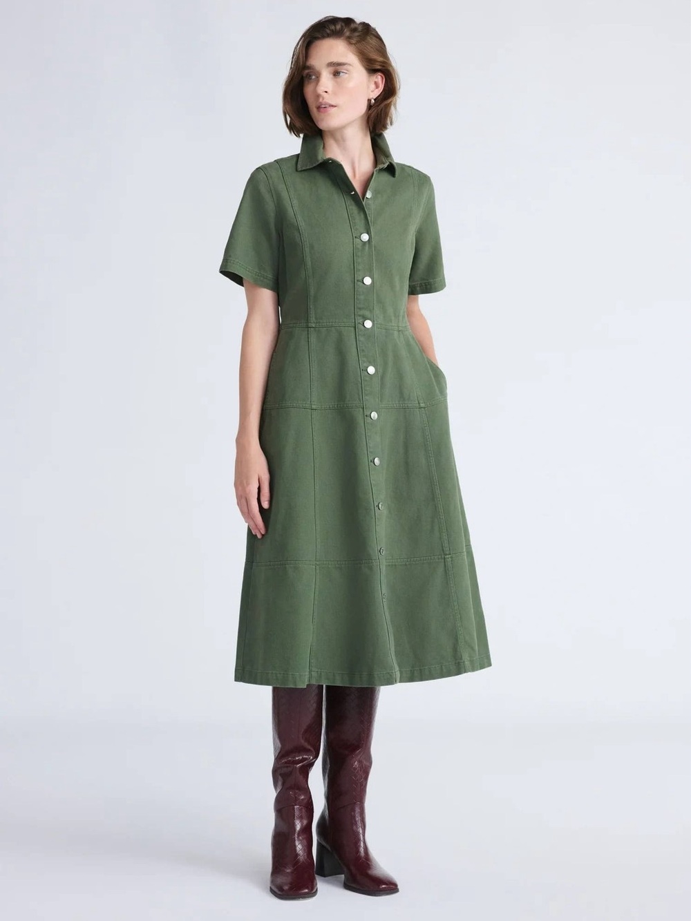 Free Assembly Button Front Midi Dress